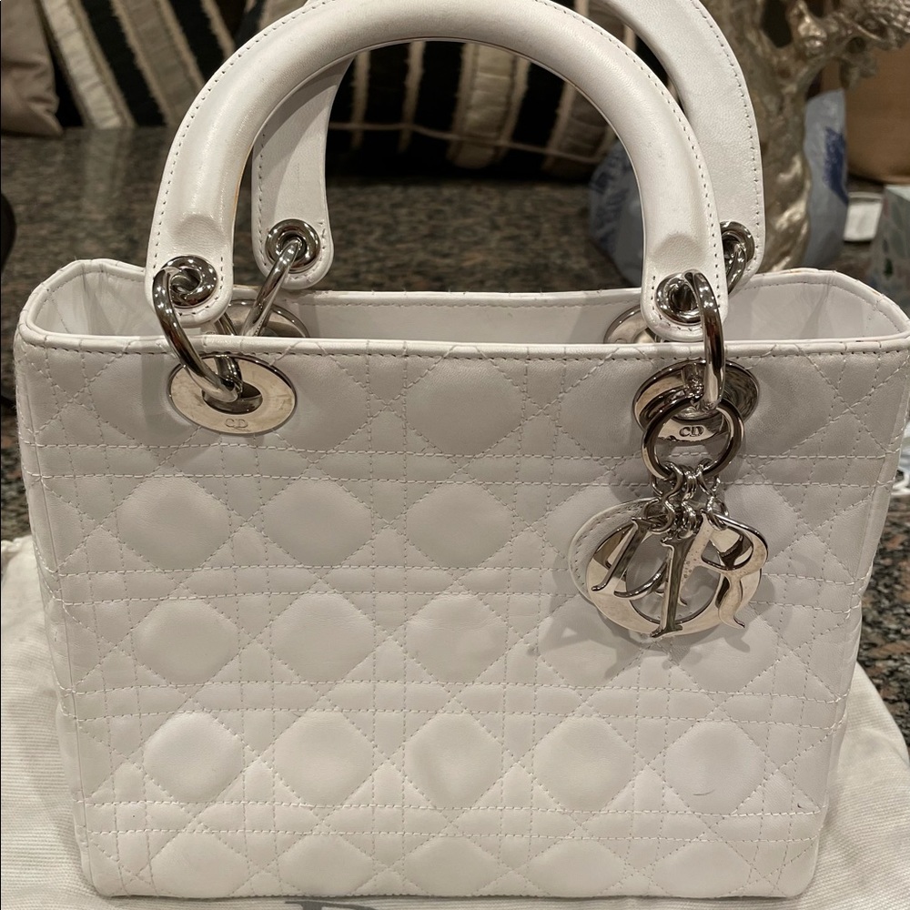 AUTHENTIC DIOR LADY DIOR LAMBSKIN HANDBAG
